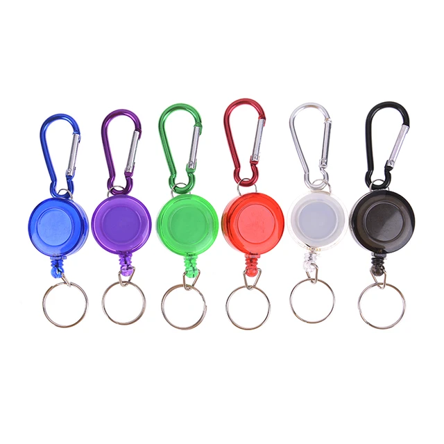 Retractable Keychain, IDs Badge Reel Retractable Badge Holder Steel Cord  Keyring