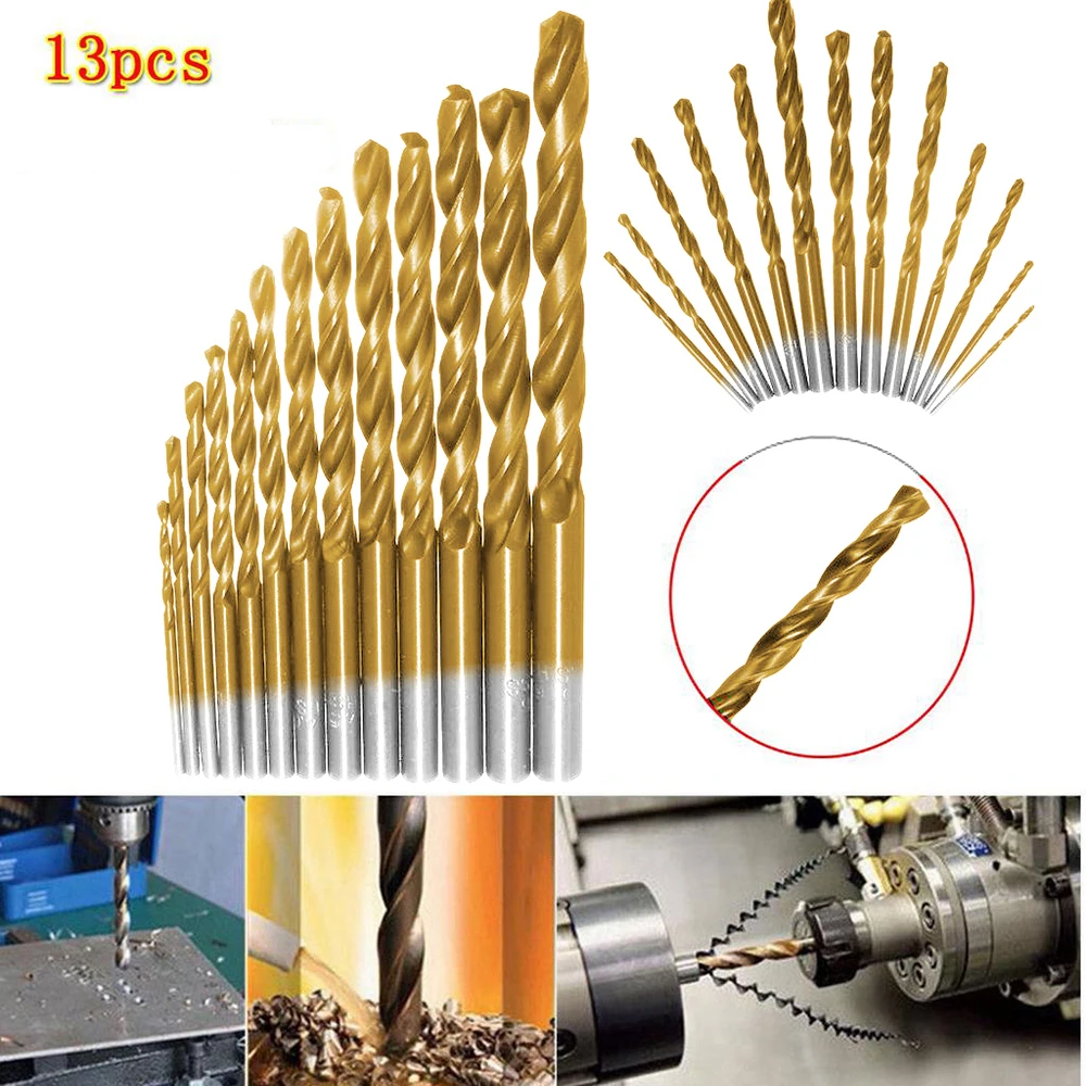Pack of 10 NEW 13//64/'/' HSS Coated Drill Bits Set