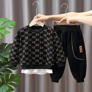 

New Fashion Boys Clothes Suit Autumn Winter Warm T Shirt +Pants 2pcs Toddler Boys Clothes MD20336