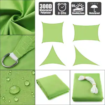 

Waterproof 300D Green Square Rectangle all size Shade Sail Garden Terrace Canopy Swimming Sun Shade Camping Hiking shade Sail