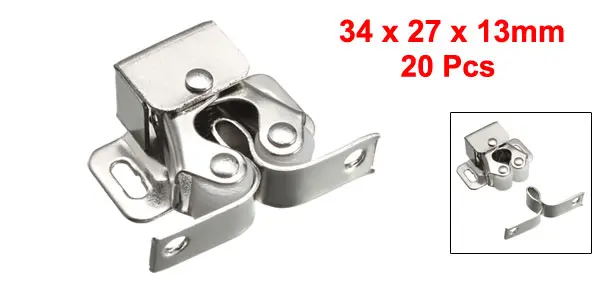 Silver Tone 20pcs Uxcell 1-2-5-10-20Pcs Ретро двери шкафа двойной ролик ловит мяч защелки с зубец Медь Серебряный тон - Цвет: Silver Tone 20pcs