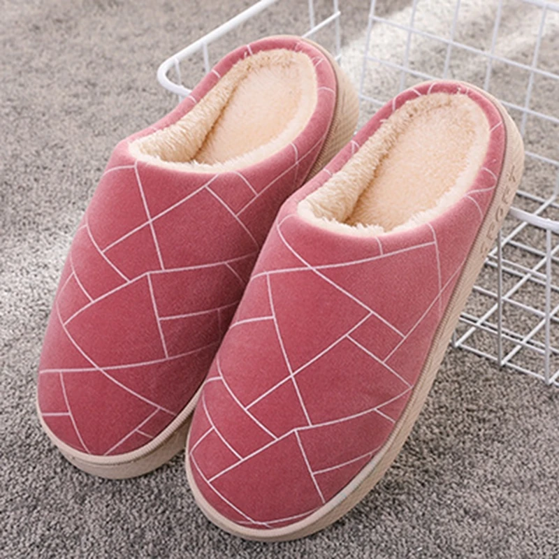 

PDMOSY Couple Indoor Warm Women Slippers Winter Fur Home Shoes Female Girl Nonslip Cotton House Slippers Woman chausson femme