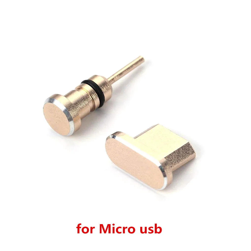NO.2 for Micro usb 2 шт металлический зарядный порт+ 3,5 мм разъем для наушников Пылезащитная заглушка Замена для Android для iPhone для мобильного телефона type-C - Цвет: NO.2 for Micro usb