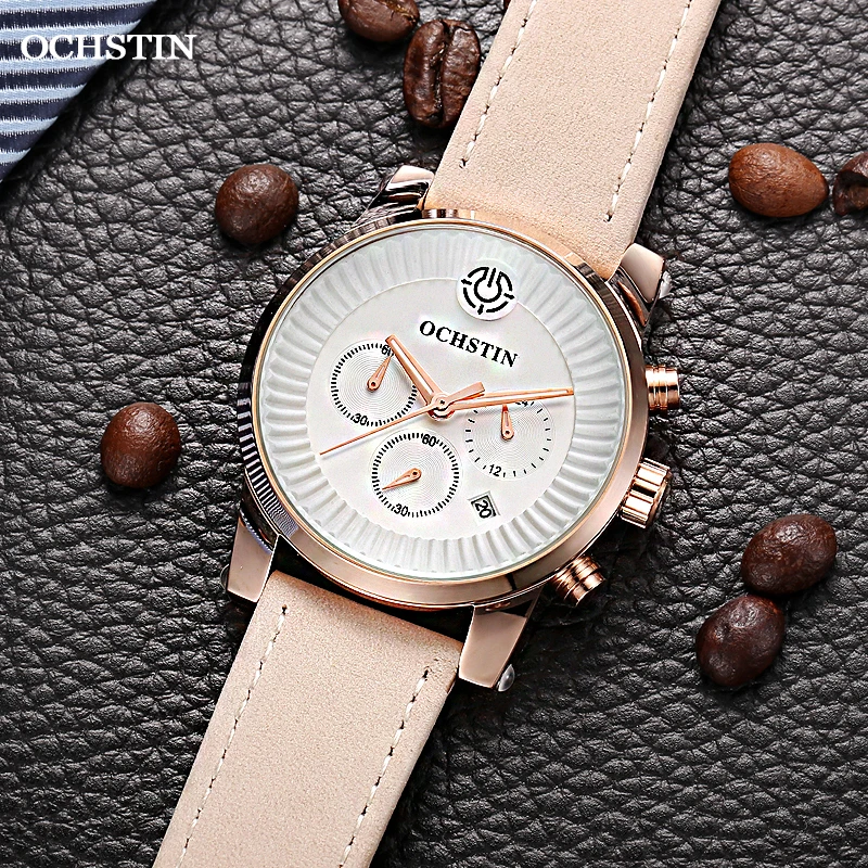 OCHSTIN Men's Watches Luxury Famous Brand 2020 Fashion Casual Couple watch Waterproof Beige Male Quartz Chronograph Wristwatch