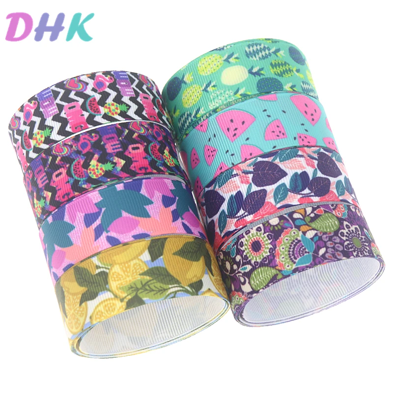 DHK 50 ярдов цветы фрукты лимон OMG печатная крупнозернистая ткань головные уборы