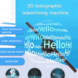 Machine de publicité holographique 3d, ventilateur de projection à l'œil nu, montage mural, imagerie stéréo, écran led flottant, commande wifi, 40cm 