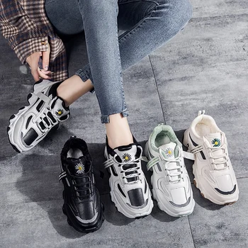 

Casual Shoes For Woman Leather version winter plus cotton warm old Daddy Zhixun Sneakers shoes Outdoor Cold Protection Popular