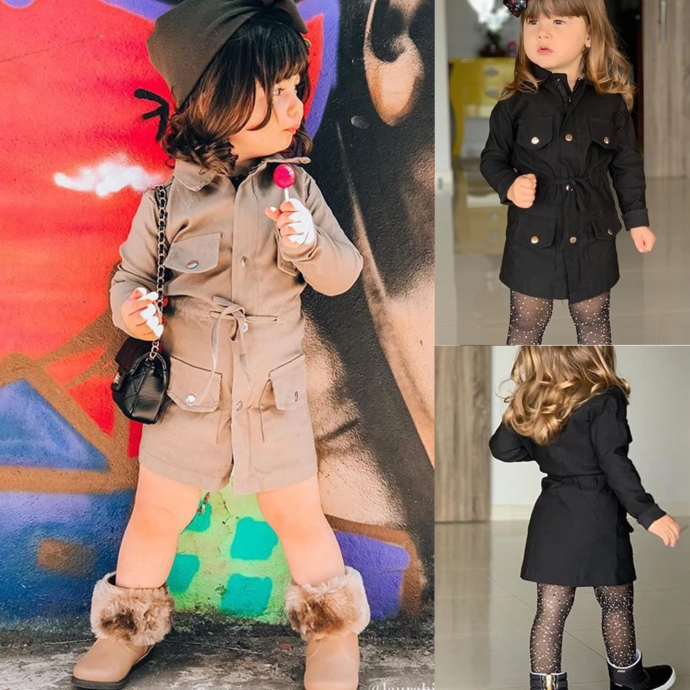 Детская куртка для маленьких девочек и мальчиков, пальто, однотонная однобортная куртка, осенне-зимние теплые детские топы, От 2 до 7 лет