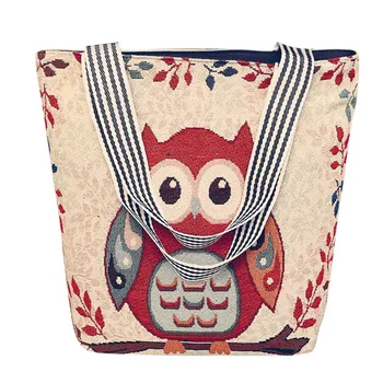 

Women's Canvas Cartoon Fashion Owl Print Handbag Shoulder Messenger Bag Ladies Animal Satchel Tote Striped Tape Canvas Bags#LR3