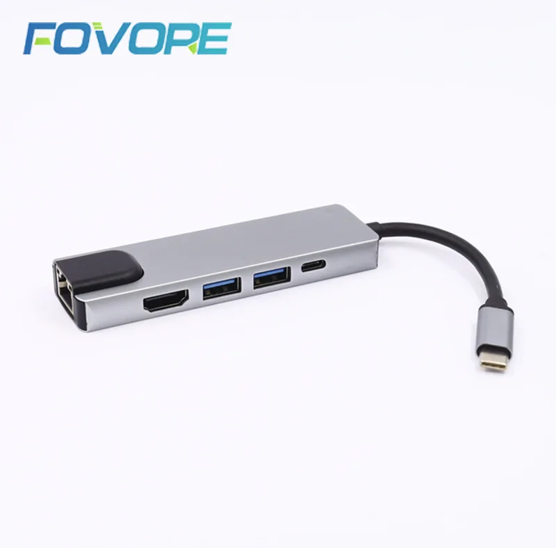 Горячий-5 в 1 концентратор USB Type C Hdmi 4K к Gigabit Ethernet Rj45 Lan адаптер для Mac book Pro Thunderbolt 3 USB-C