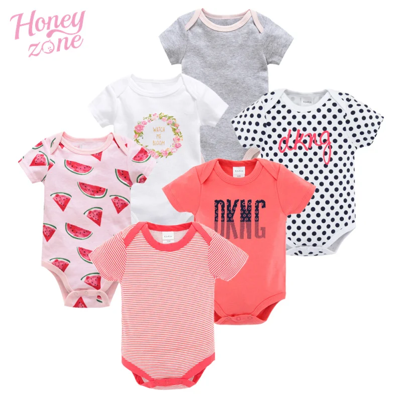 Honeyzone боди короткий рукав детская одежда хлопок, для детей 0-12 мес., комплект, детское боди для новорожденных, комплект из 3 предметов, 6 шт./компл. тела bebe Костюмы наборы для ухода за кожей