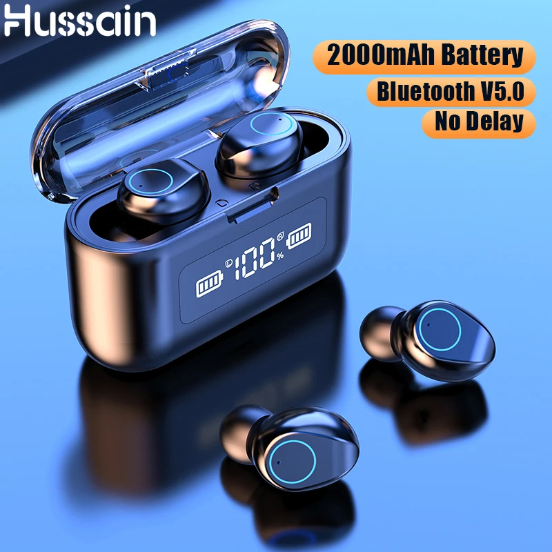 Hussain Wireless Bluetooth Earphones with Microphone Sports Waterproof Wireless Headphones Headsets Touch Control Music Earbuds