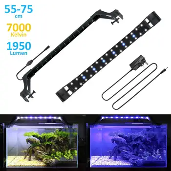

14W 53cm Fish Lighting Blue & White LED Adjustable Aquarium Fish Tank Lamp Super Slim Clips On Light