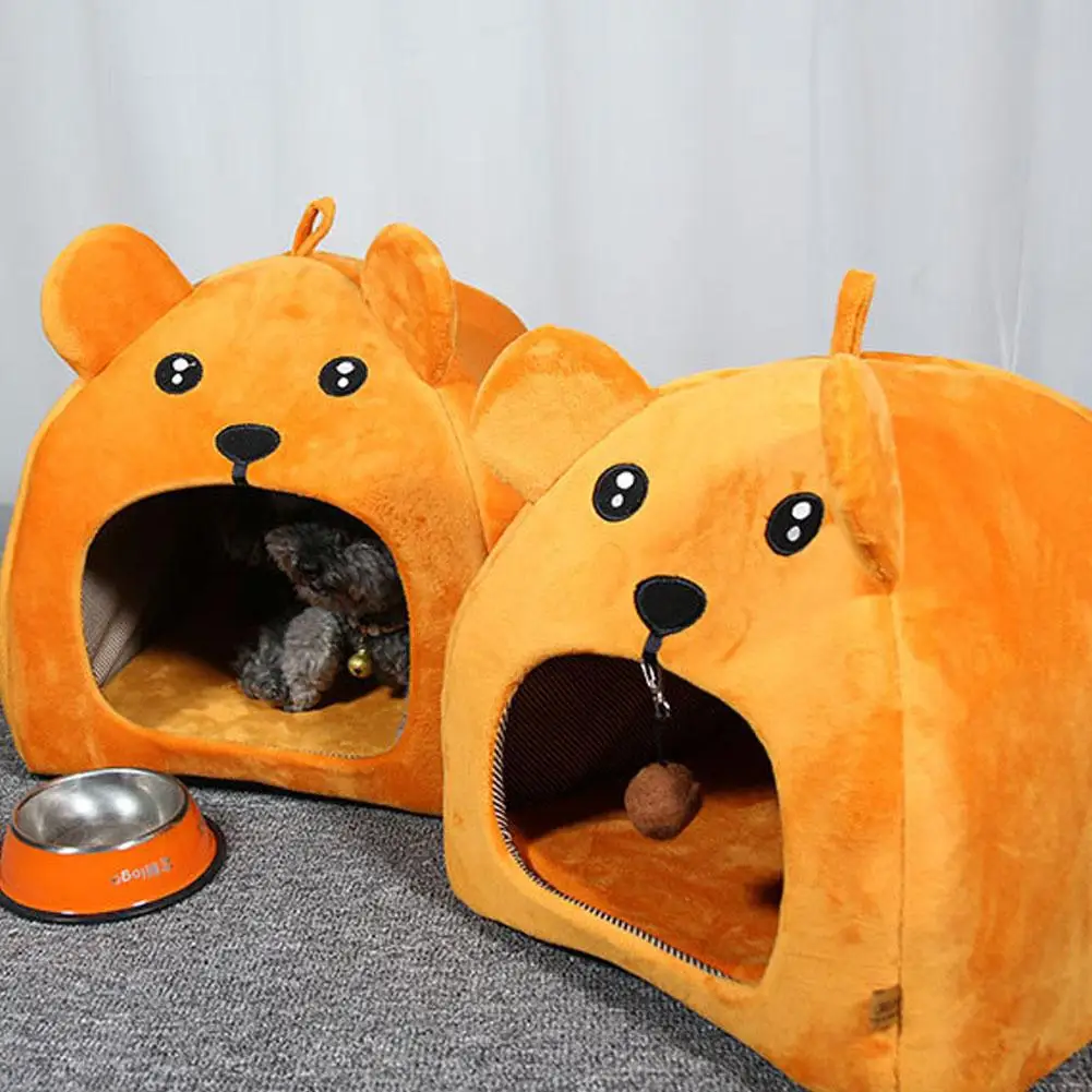 HobbyLane теплый фланелевый домик в форме милого медведя, питомник, гнездо для сна, для кошек, собак, плюшевый бишон