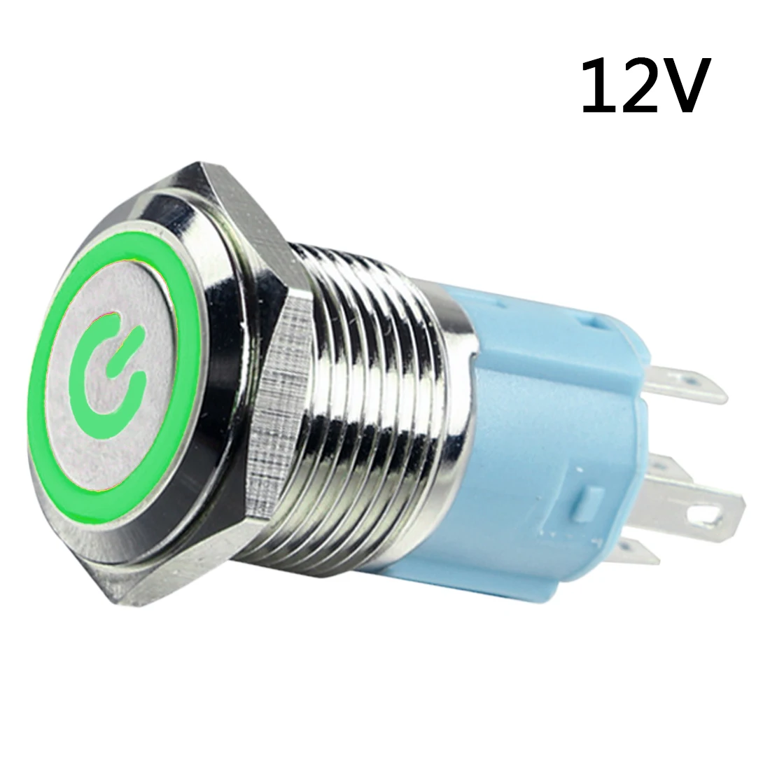 12V green 5 В/12 В/24 В/220 В 16 мм кнопочный водонепроницаемый тумблер штепсельная вилка металлический фиксатор кнопочный переключатель - Цвет: 12V green
