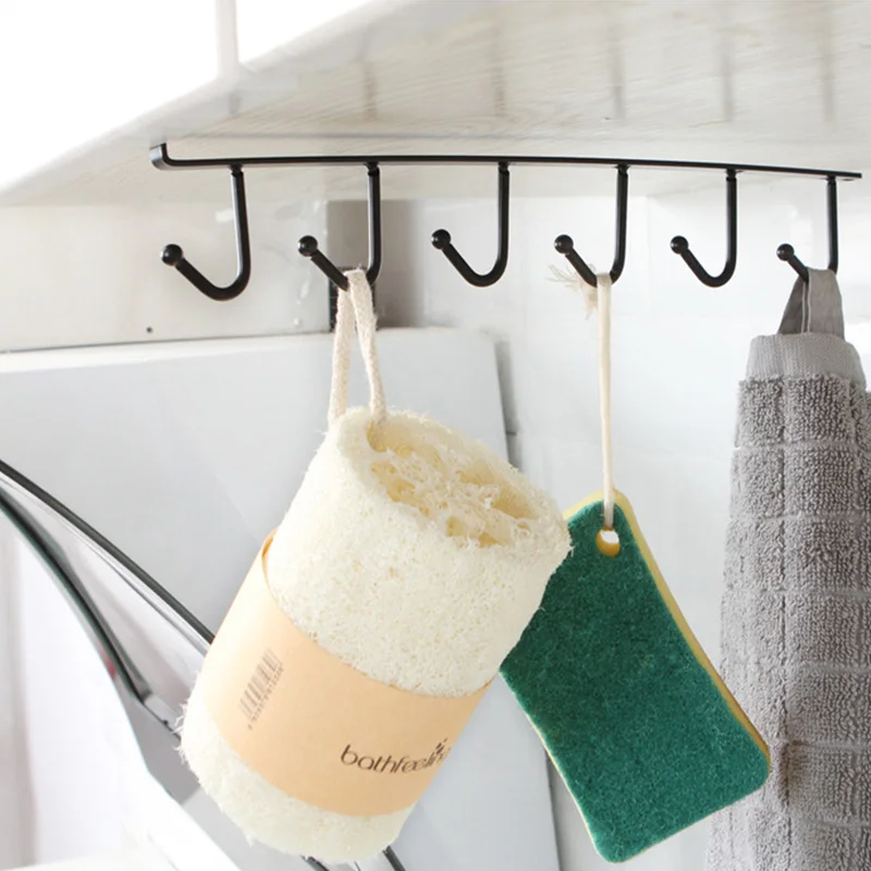 

Kitchen Cupboard Storage Rack Tissue Shelf Hanging Hook Sundries Organizer Closet Clothes Glass Mug Shelf Hanger Wardrobe Holder