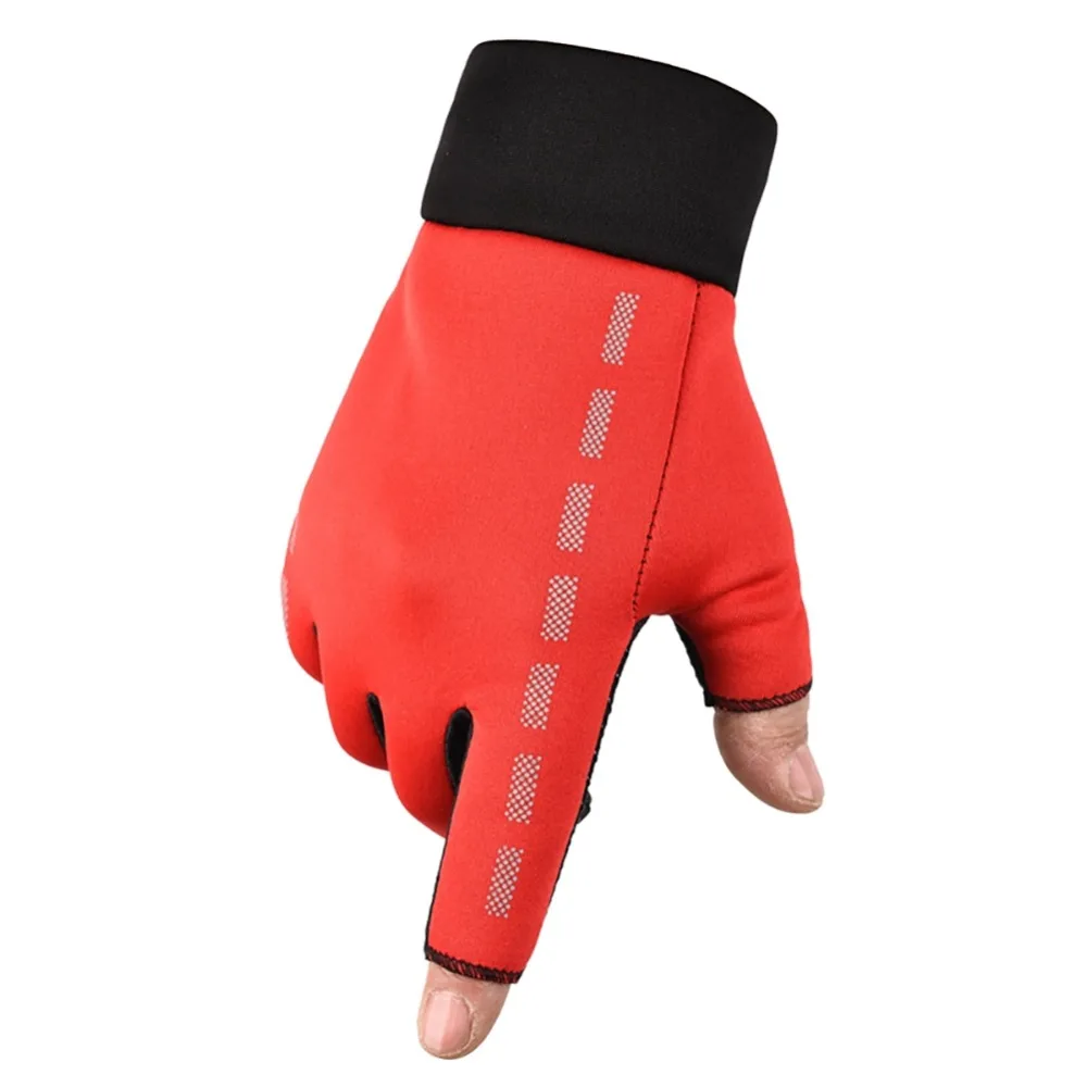 Нескользящие велосипедные перчатки с двумя пальцами, открытые эластичные теплые дышащие перчатки для рыбалки, велосипедные перчатки