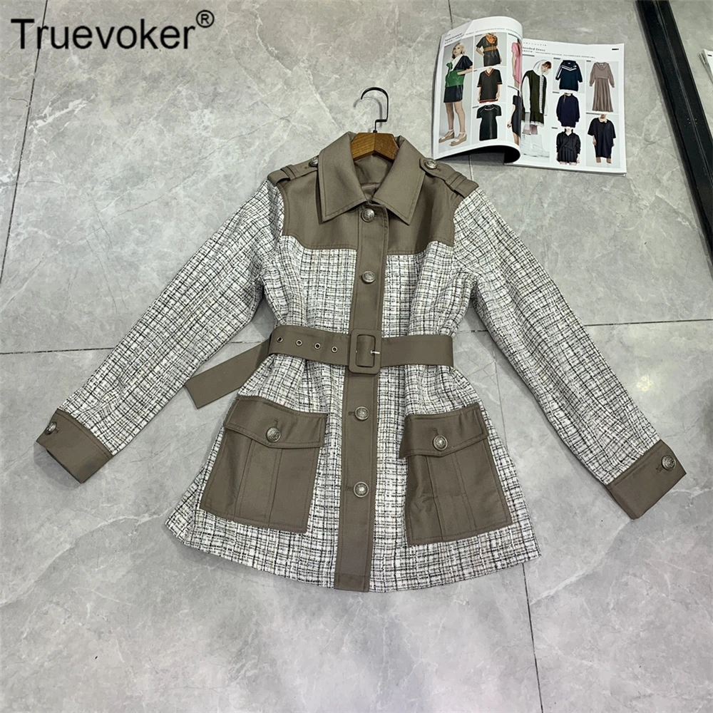 Женское шерстяное пальто Truevoker подиумная верхняя одежда цвета хаки с длинным