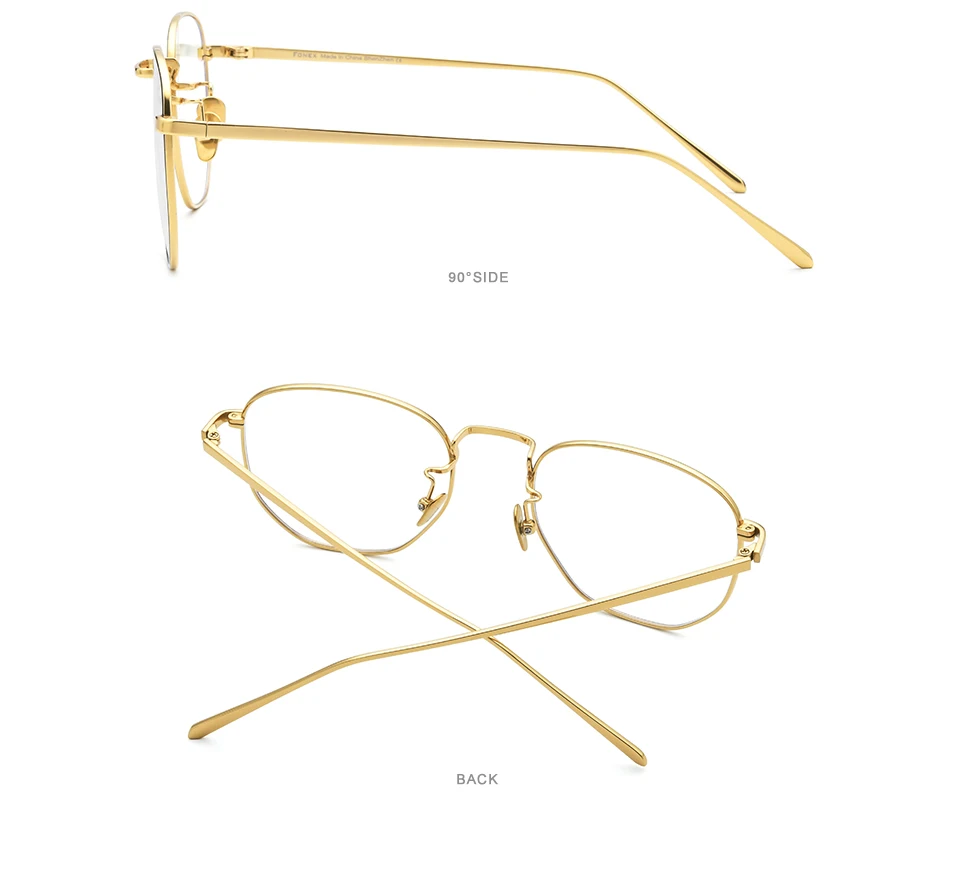 FONEX Pure Titanium Glasses Frame Men Myopia Optical Prescription Oversize Eyeglasses Frame Women New Gold Polygon Eyewear 8518