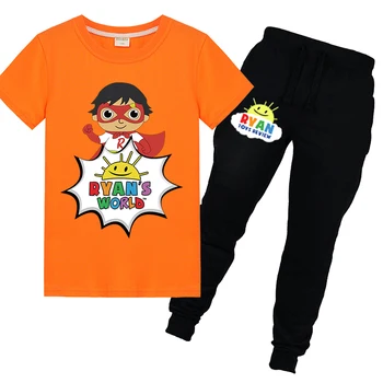 

2020 Summer New Boys T Shirt Suits Ryan Toys Review Sets Kids Short Sleeve T Shirt pants Girls World Cartoon Sweatshirt Clothes