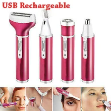 4 в 1 эпилятор для удаления волос, для лица, тела, бровей, носа, бритва, бикини, триммер, электрический набор, перезаряжаемый