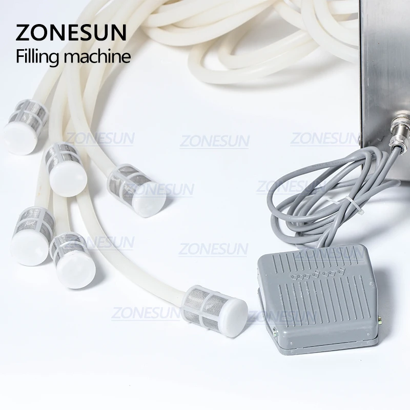 ZONESUN 6 головок самовсасывающий мешок для напитков разливочная машина с цифровым управлением компактная Точная машина для наполнения