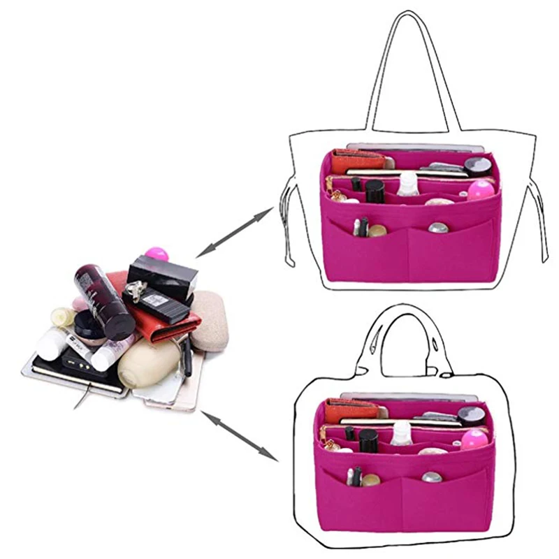 Home Storage Bag Purse Organizer Felt Insert Bag Makeup Organizer Inner Purse Portable Cosmetic Bags Storage Tote XL