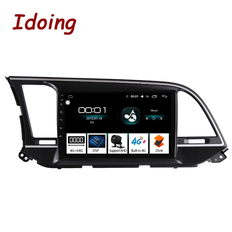 Excellent Idoing 9" Car Android 8.1 Radio Multimedia Player For Hyundai Elantra 6 2015-2018 GPS Navigation 4G+64G Octa Core NO 2 DIN DVD 1