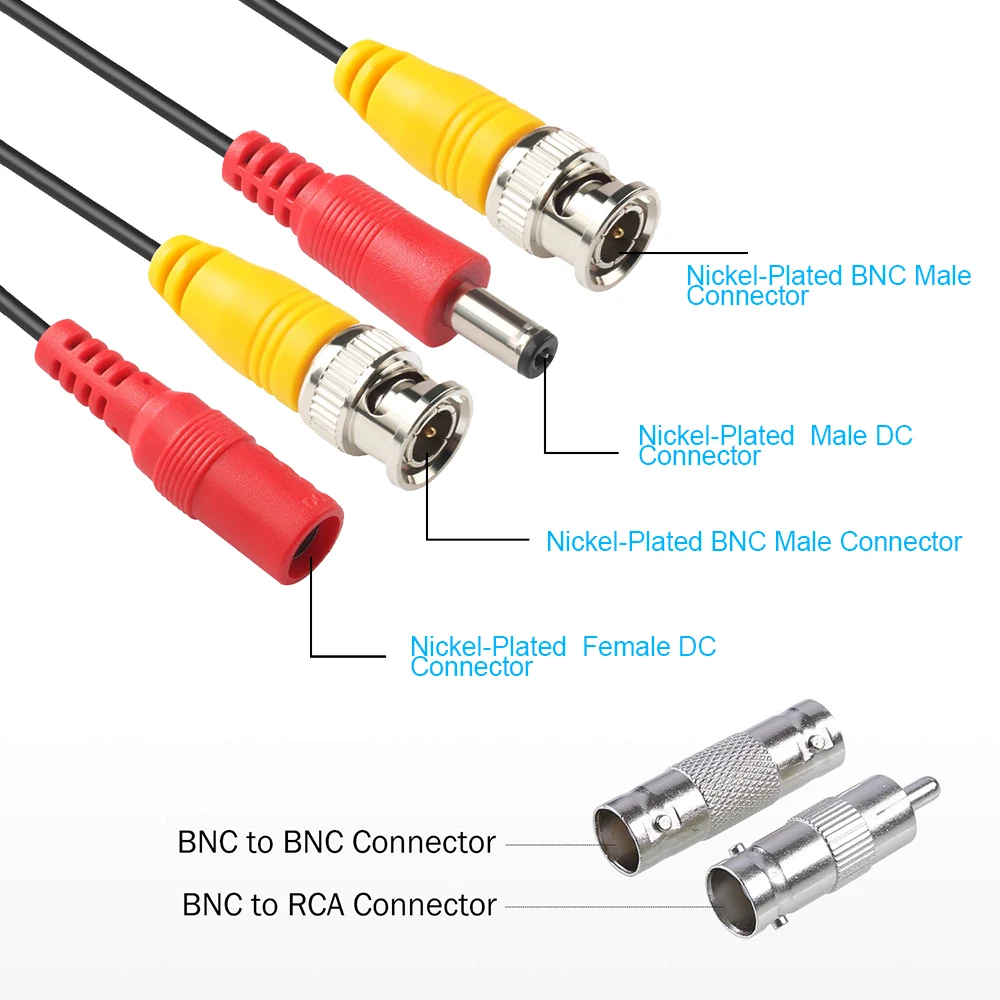 BNC коаксиальный CCTV кабель 20 м CCTV камера BNC видео кабель питания для камеры наблюдения DVR комплекты кабель с DC BNC разъем