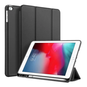 

Flipped Protective Case Standing Cover With Pencil Slot for iPad 7th Generation 10.2inch Smart PU Leather Auto Sleep/Wake Cover