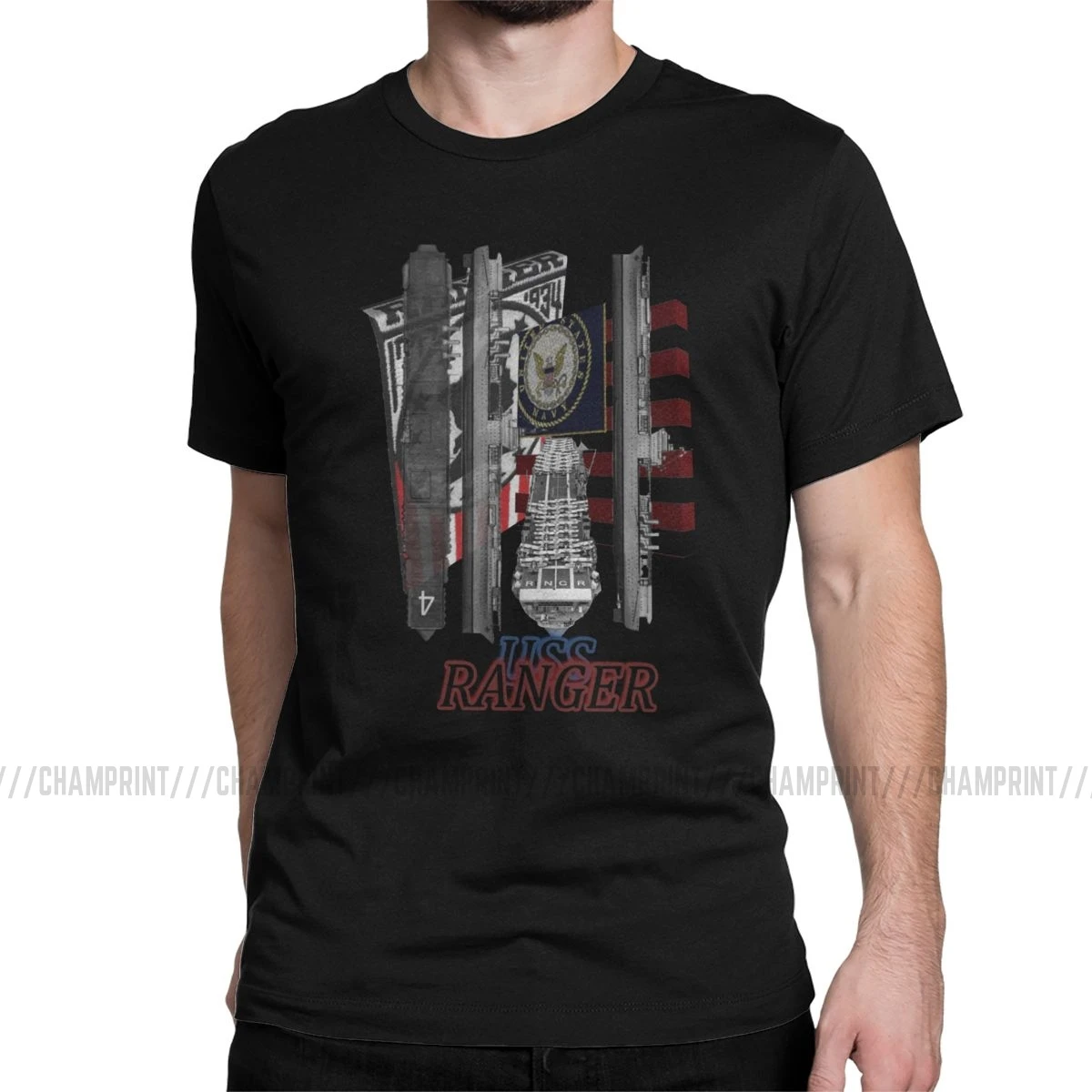 USS Ranger Men T Shirt World of Warships History Navy War Game Fun Tee Short Sleeve Crewneck T-Shirts Summer Clothing | Мужская одежда