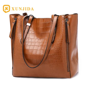

XUNJIDA Women's Handbag 2020 Fashion Leather Crocodile Shoulder Bag Messenger Bag Luxury Designer Crossbody Bags Famale Totes