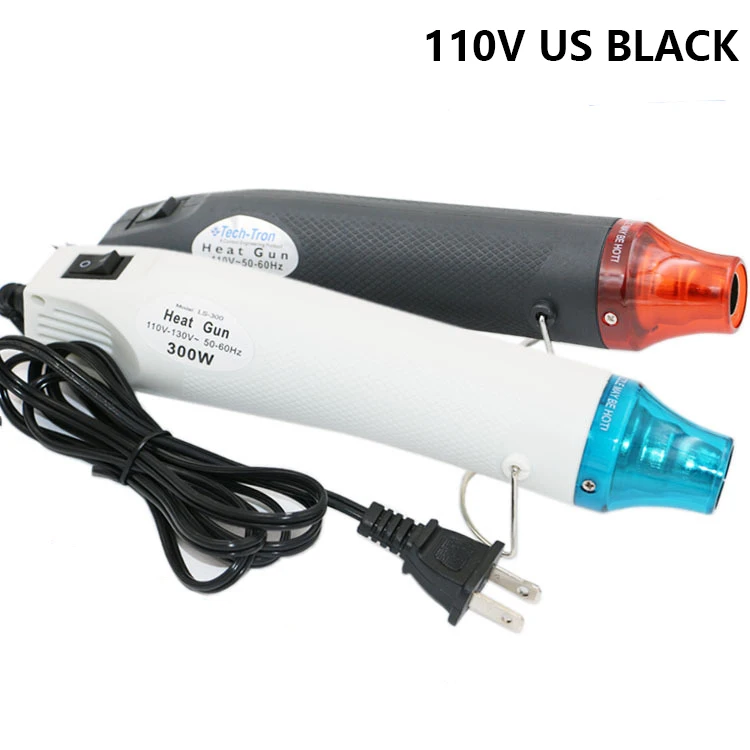110v Black Мини-тепловая пушка 110/220 В 300 Вт, мощный мини-пистолет для горячего воздуха, ручной Электрический термоусадочный аппарат для тиснения и сушки краски - Цвет: 110v Black
