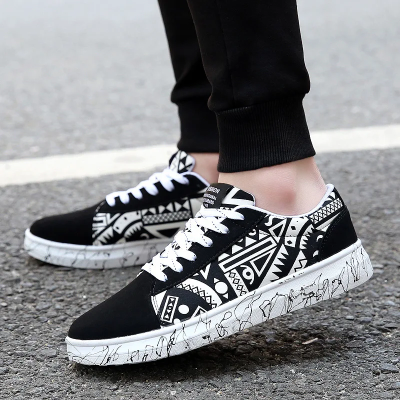 

Extra Large 454647 Men's Shoe Graffiti Printed Sneakers Big Kid Junior High School Students Breathable Fashion Shoe
