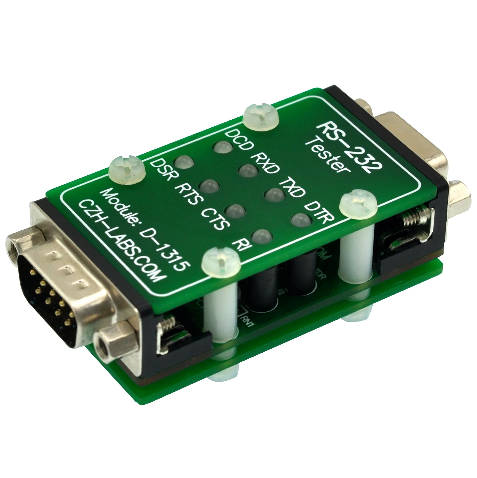 CZH-LABS RS232 светодиодный модуль тестер, DB9 штекер к DB9 гнездовой