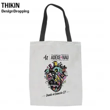 THIKIN Модная Складная хозяйственная сумка Adexe& Nau с принтом для хранения, ультра многоразовые сумки для продуктов, Женская Холщовая Сумка, Bolsa Compra