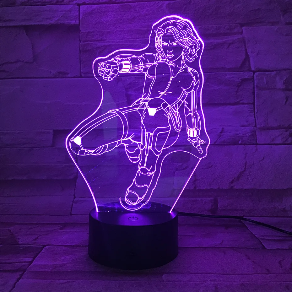 

Marvel Legends 3d Table Lamp Illusion Black Widow Remote Control Sleep Light Avengers Endgame Nightlight