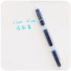 Pilot Petit Transparent Fountain Pen - Candy Color with Medium - Fine Nib and Ink Cartridge - F (Clear Blue Ink)