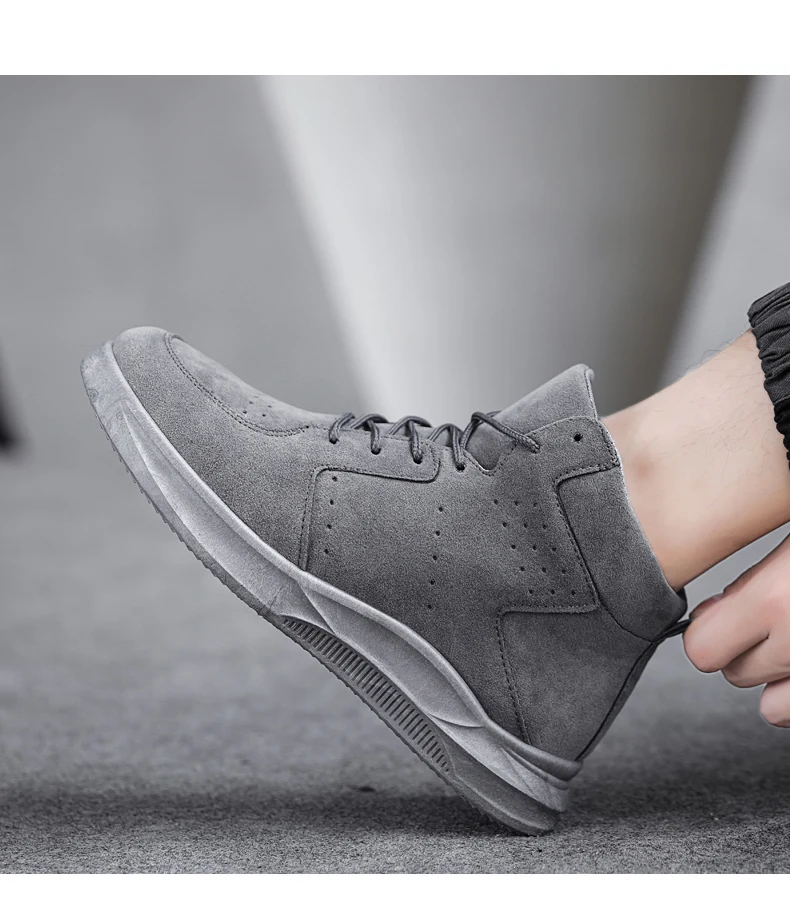 Мужские ботинки; повседневные модные высокие ботинки Martin из флока; botas hombre; мягкие удобные нескользящие спортивные мужские кроссовки; KLYWOO