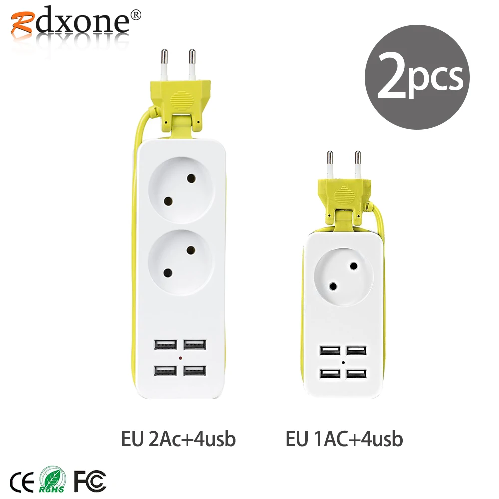 EU Plug Socket 4 USB Power Strip Electric Extension Cord Portable Charging Port HUB for Office/Travel/Home | Электроника