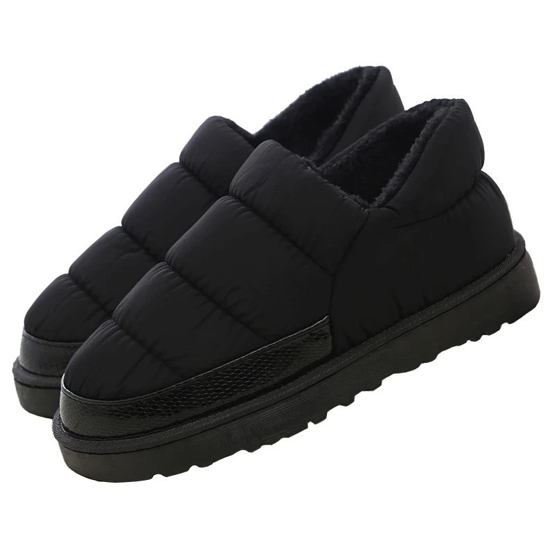 Winter cotton shoes wrapped with leather waterproof indoor home down cotton boots for male lovers, thick soles non-slip warm sh