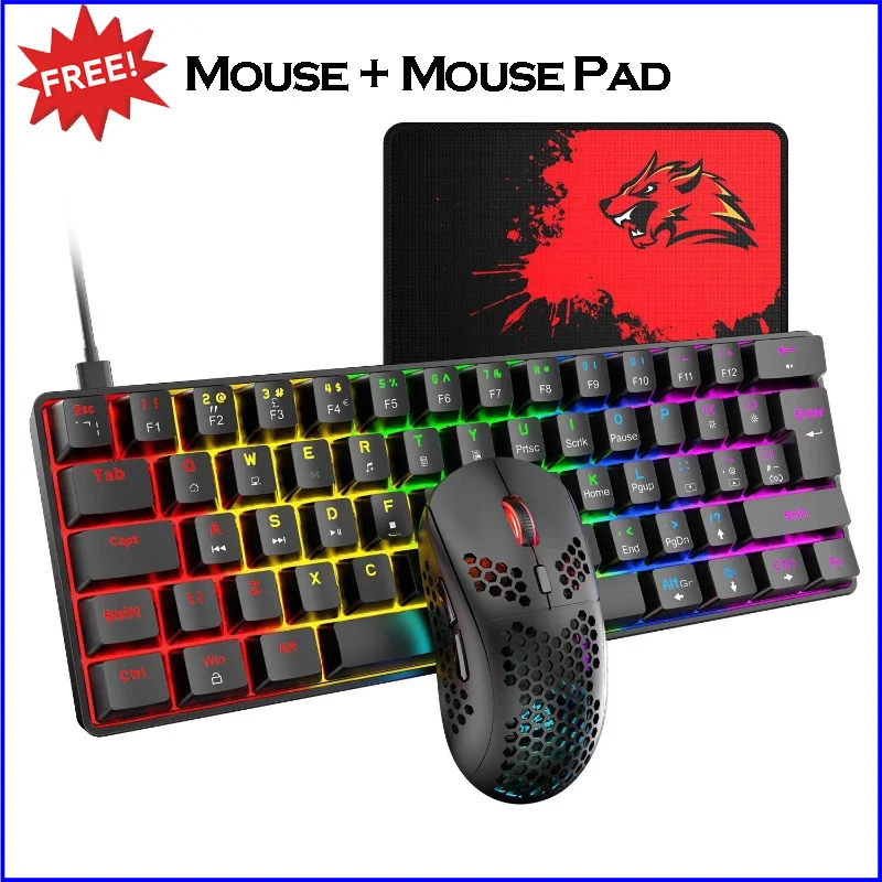 Wired LED Keyboard And Mouse Set Multifunction Waterproof Mechanical