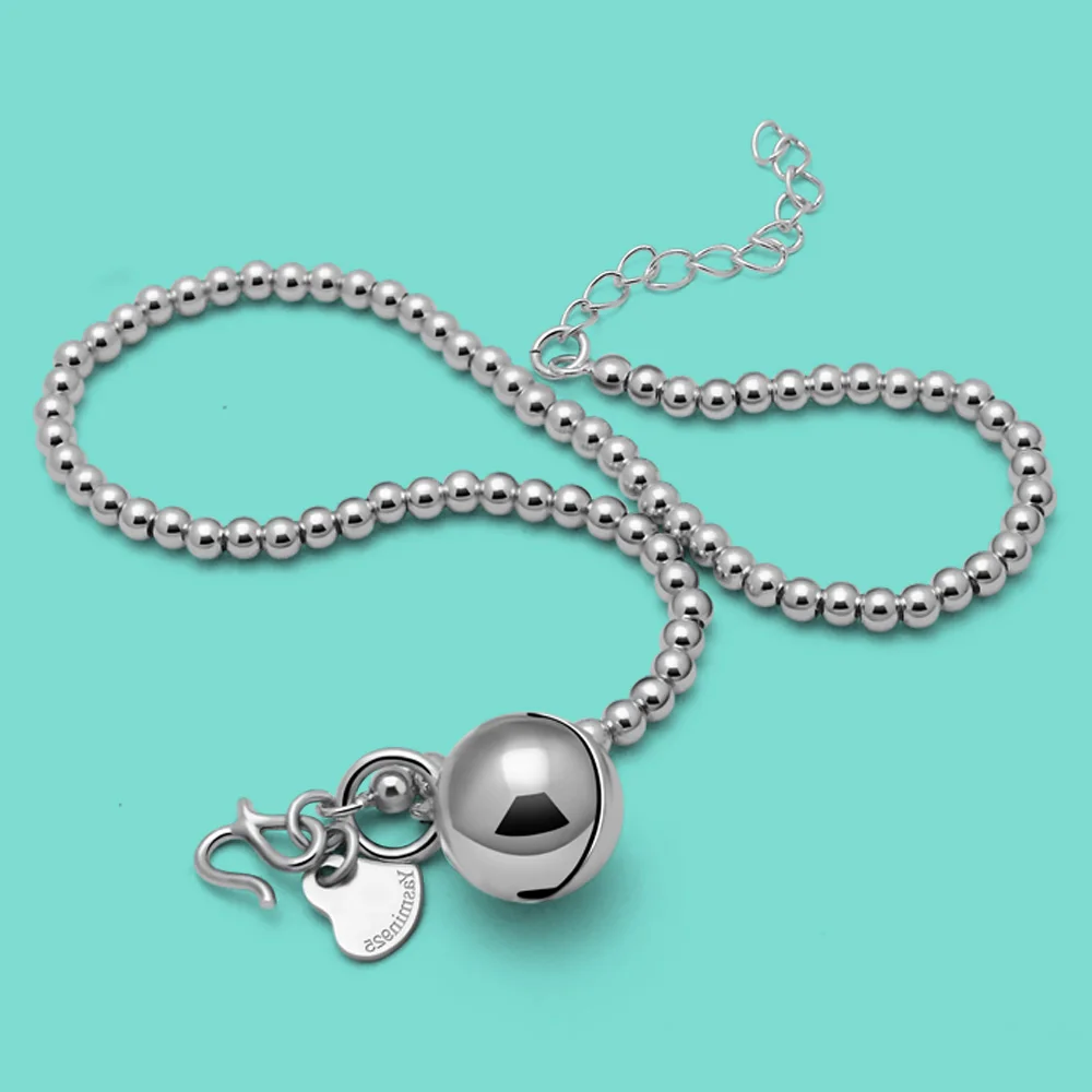 New Summer Charm Accessories Women's 925 Sterling Silver Anklet Beads Bell Design Solid Silver Anklet Foot Jewelry Birthday Gift New Summer Charm Accessories Women's 925 Sterling Silver Anklet Beads Bell Design Solid Silver Anklet Foot Jewelry Birthday Gift