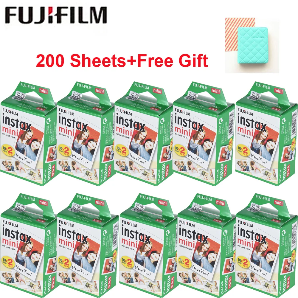 Оригинальная пленка Fujifilm Instax Mini, 10-200 листов, мгновенная фотобумага для Fuji Instax Mini 9 8 25 90 7 S, белая пленка+ Бесплатный подарок