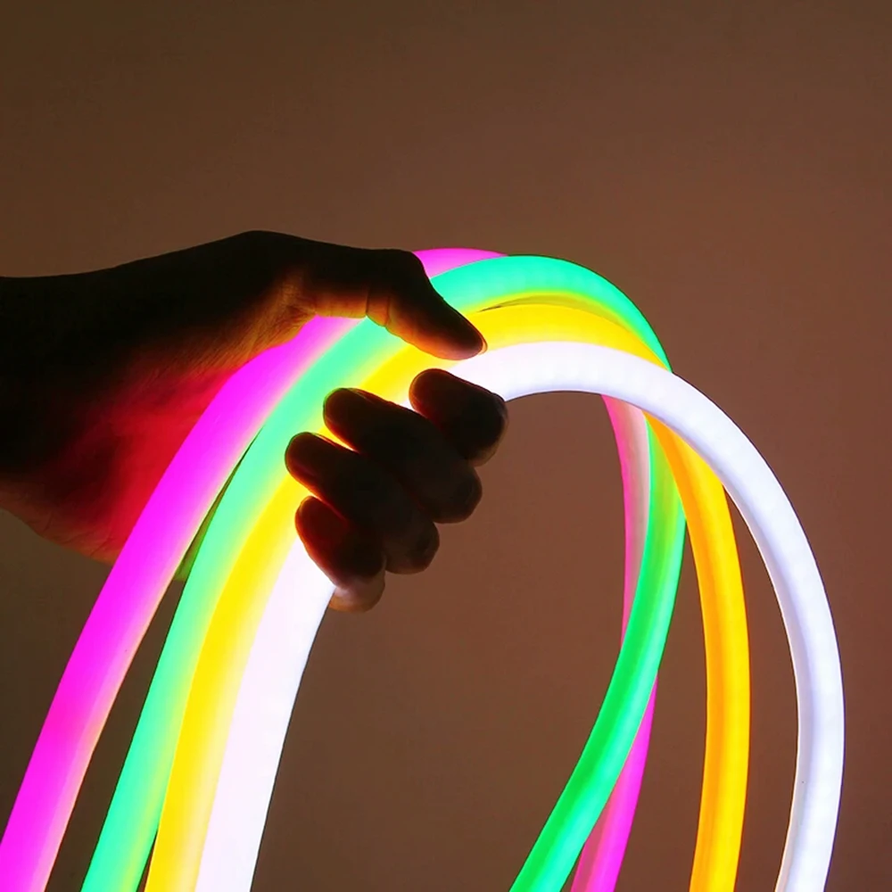 

360 Round LED Neon Tube Flexible LED Strip Neon Sign AC220V SMD2835 120LEDs/m Waterproof Neon Rope 2-Wire Light for Decoration