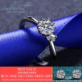 

inbeaut 925 Silver Princess Bow Moissanite Ring Excellent Cut 0.5 ct Pass Diamond Test D Color Stone Solo Ring Women Classics