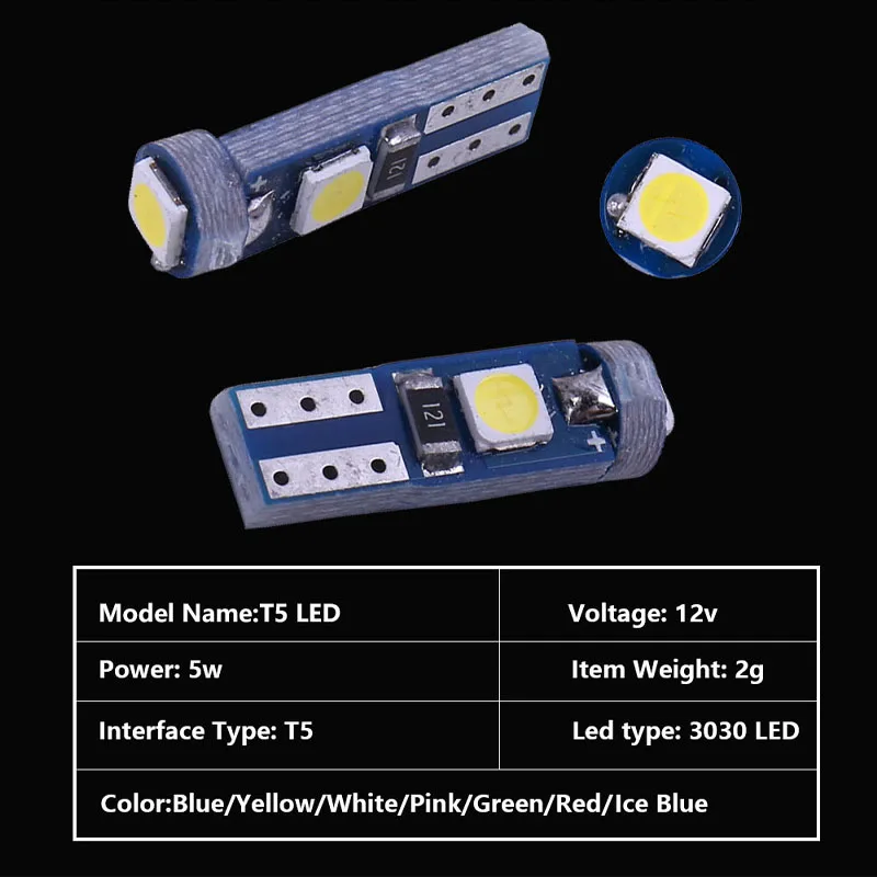 100 шт. T5 светодиодный W3W W1.2W Автомобильный интерьер 3030 SMD DC 12 В супер яркий 3 Светодиодный индикатор для приборной панели автомобиля