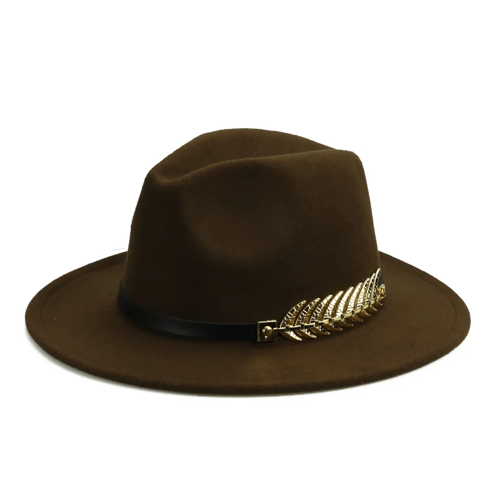 Зимняя фетровая шляпа с металлическим поясом, Женская фетровая шляпа с широкими полями, мужская фетровая шляпа, фетровая шляпа, Панама, кепки, винтажная верхняя шляпа, женская шапка YY18001