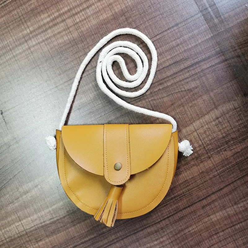 Новая дамская сумка на одно плечо с карманом, сумочка с наклонными кисточками, модная однотонная сумка из искусственной кожи, сумки для детей, кошелек для девочек - Цвет: F406-yellow