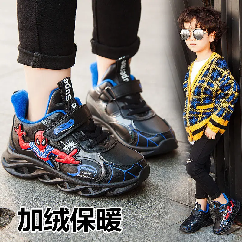 

2019 Winter New Style Spider-Man BOY'S Cotton-padded Shoes Brushed And Thick Warm Anti-slip Wear-Resistant Children Ugg Leather